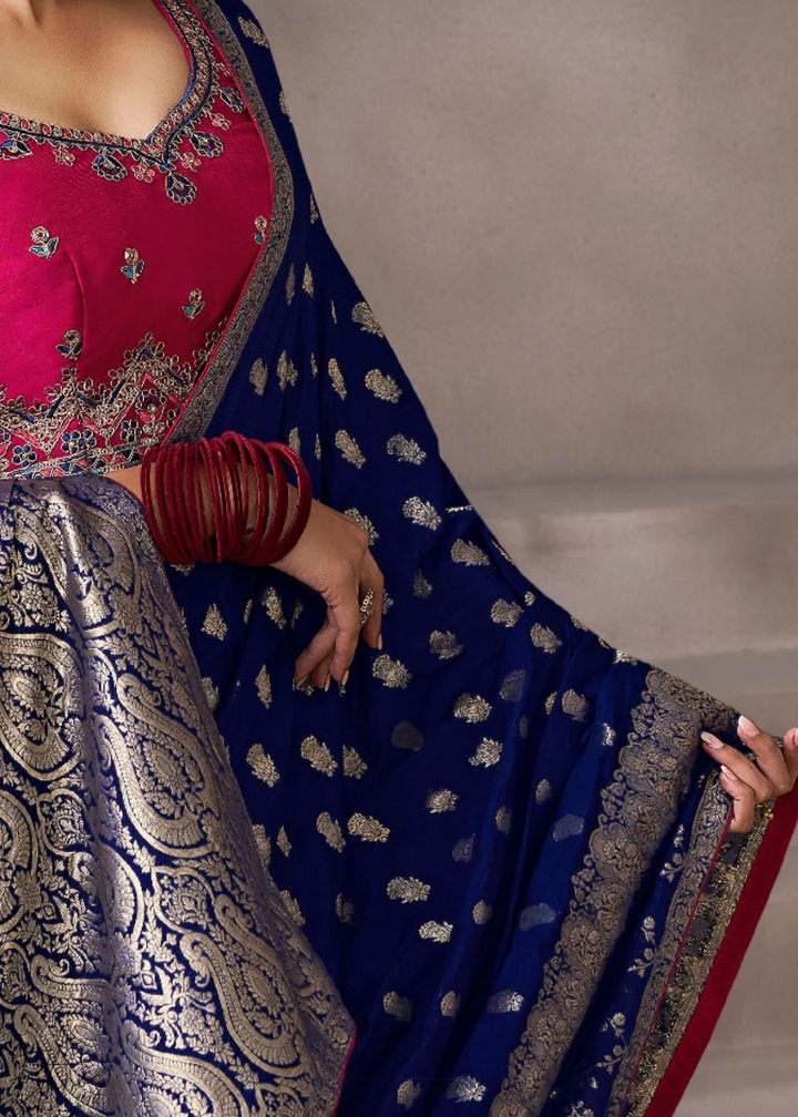 Midnight Starburst Weave Crepe Silk Saree