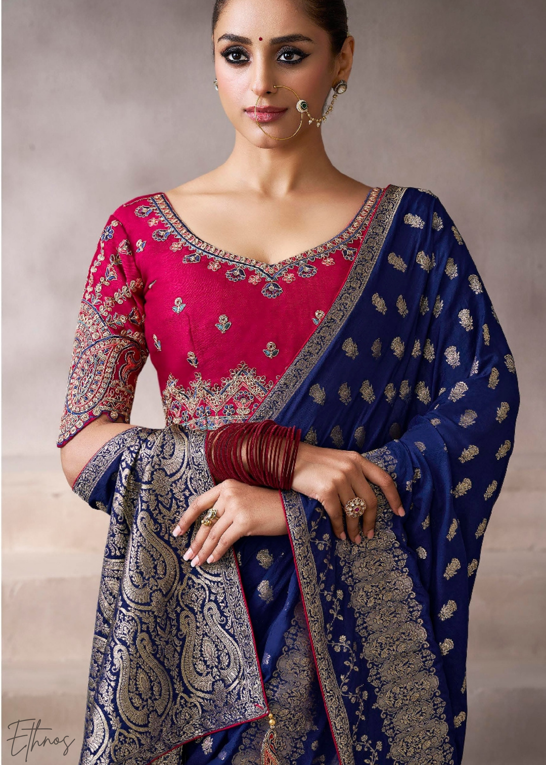 Midnight Starburst Weave Crepe Silk Saree