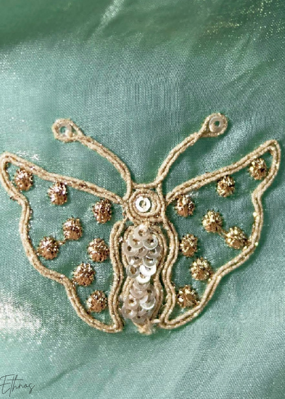 Aqua Blue Embroidered Glass Tissue Designer Saree