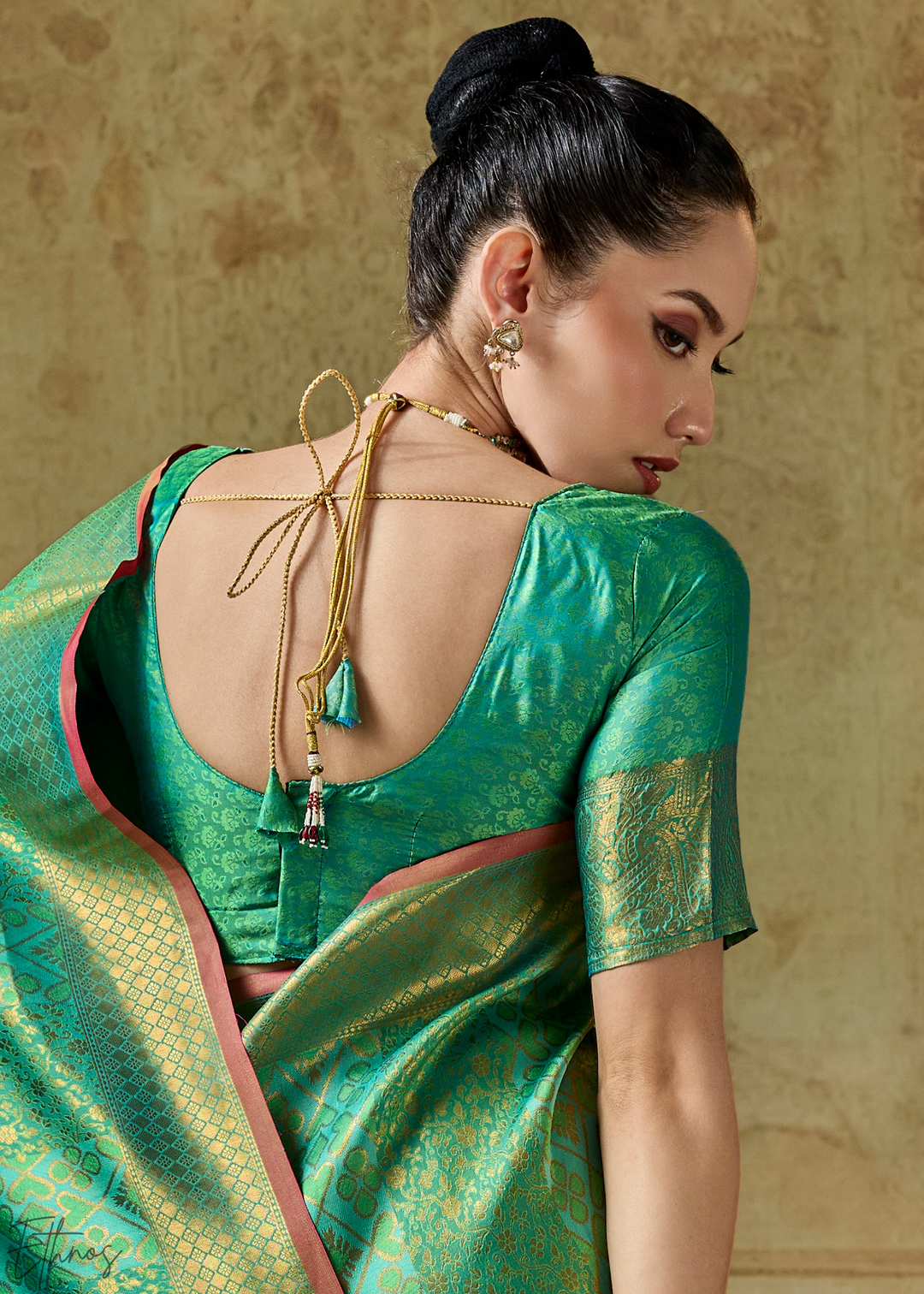 Mint Jade Traditional Brocade Handloom Silk Saree