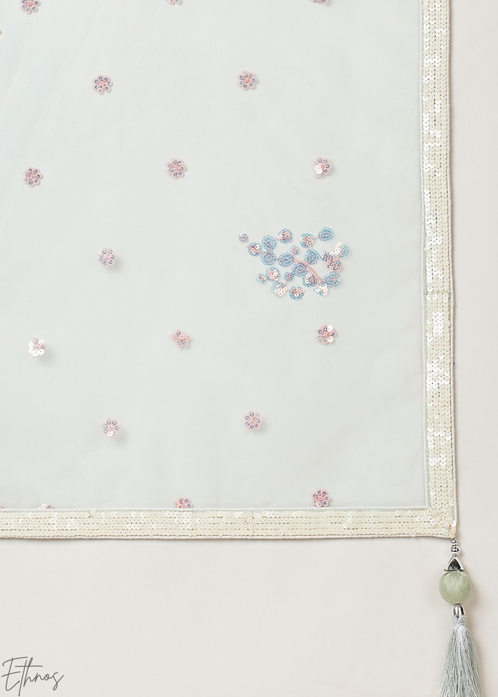 Mint Radiant Blossom Soft Net Lehenga Choli