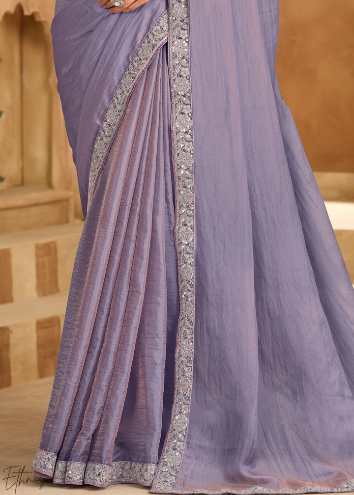 Mist Blue Twinkling Shaded Chiffon Saree