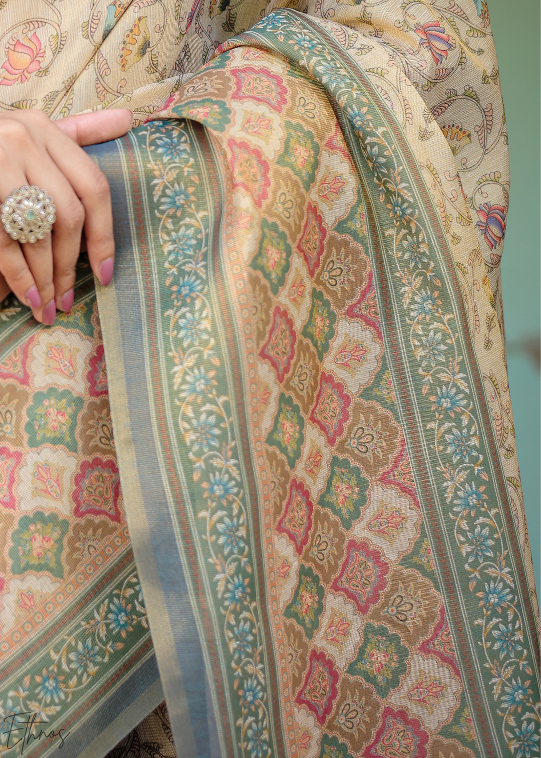 Mocha Beige Royal Heritage Cotton Linen Saree