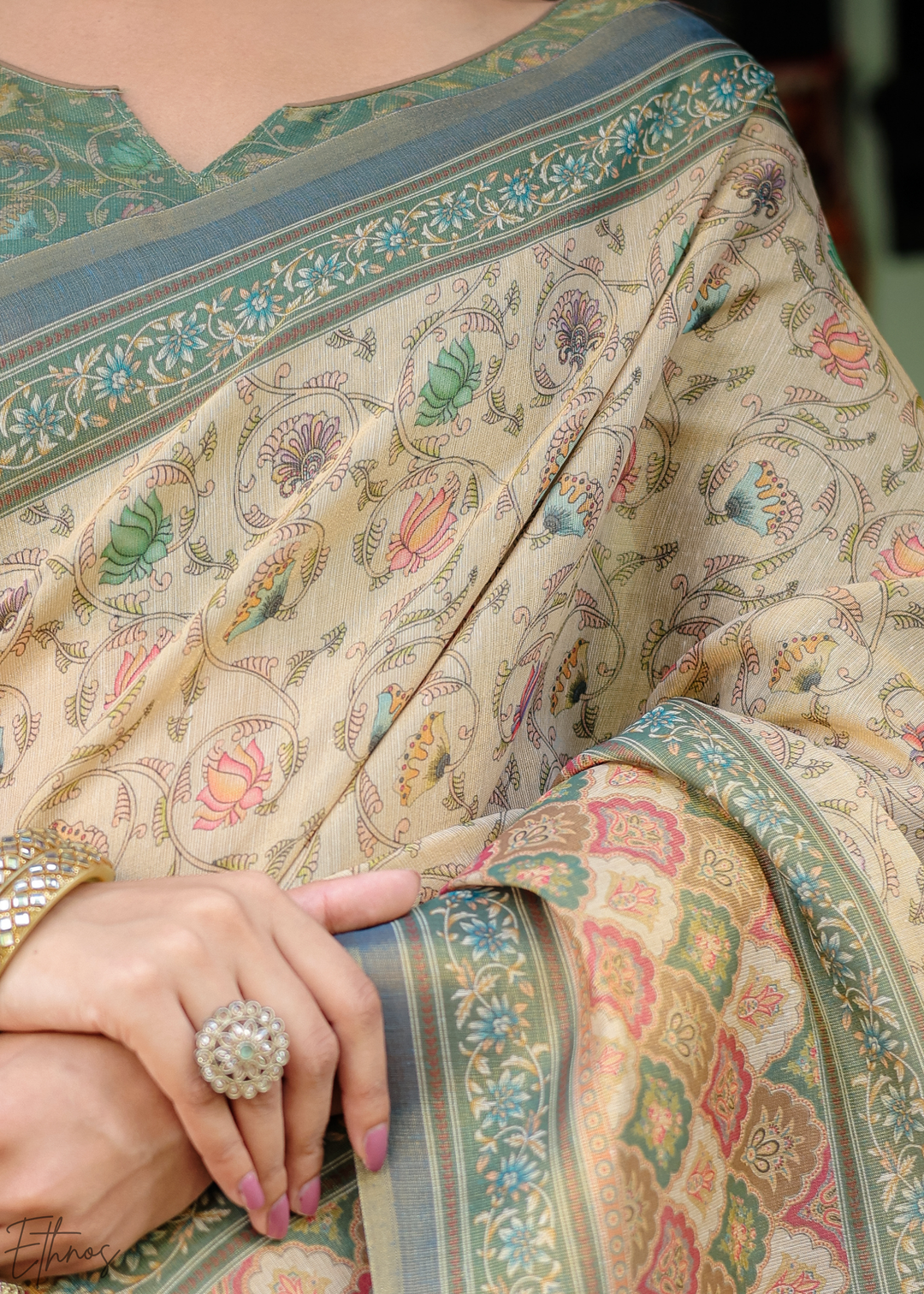 Mocha Beige Royal Heritage Cotton Linen Saree