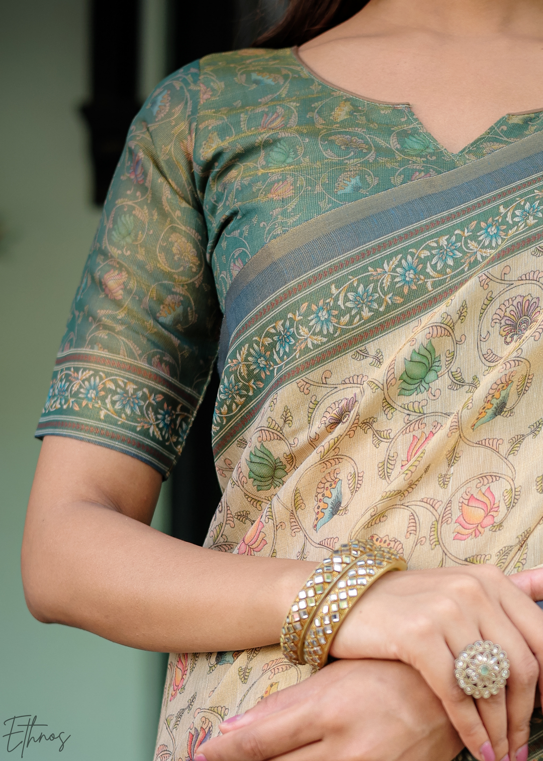 Mocha Beige Royal Heritage Cotton Linen Saree