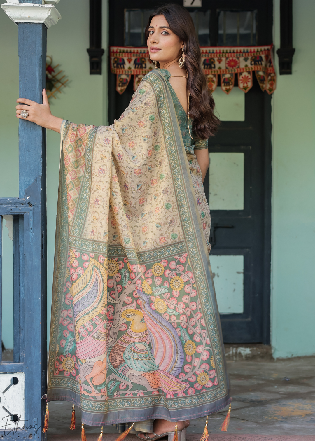 Mocha Beige Royal Heritage Cotton Linen Saree