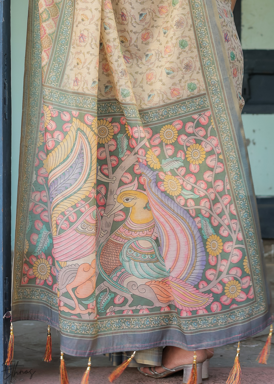 Mocha Beige Royal Heritage Cotton Linen Saree