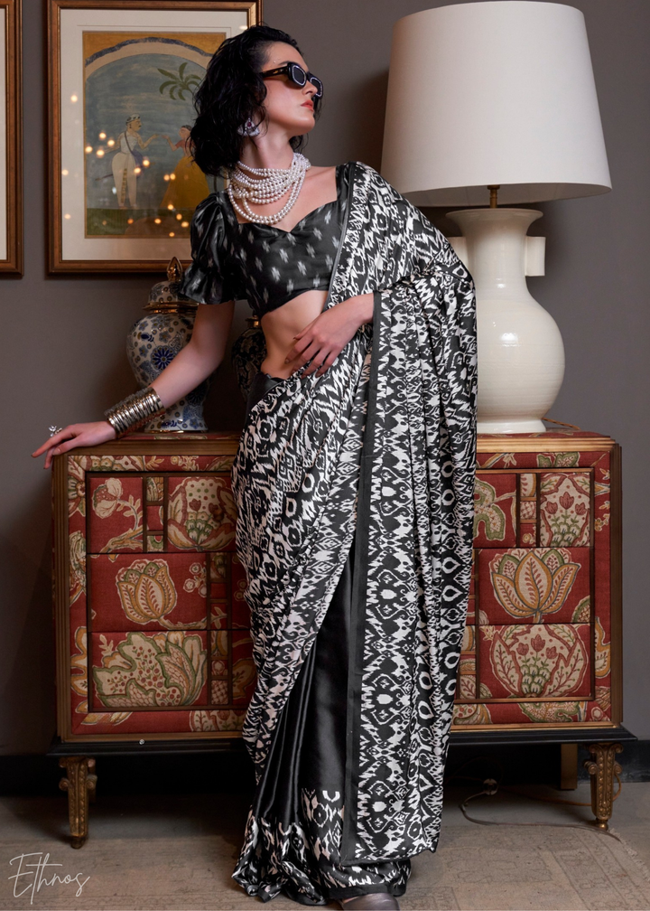 Monochrome Asher Patola Crepe Silk Saree