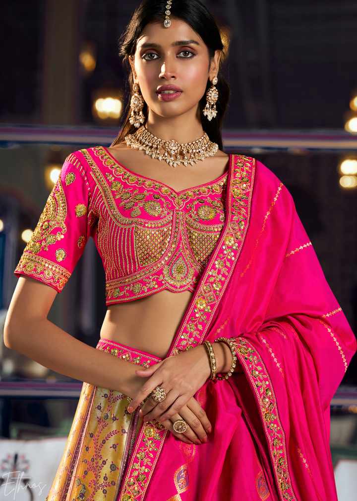 Morganite Paisley Brocade Banarasi Silk Lehenga
