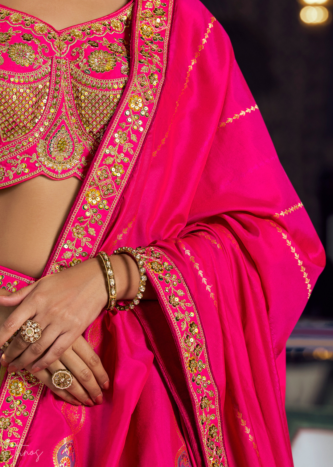 Morganite Paisley Brocade Banarasi Silk Lehenga