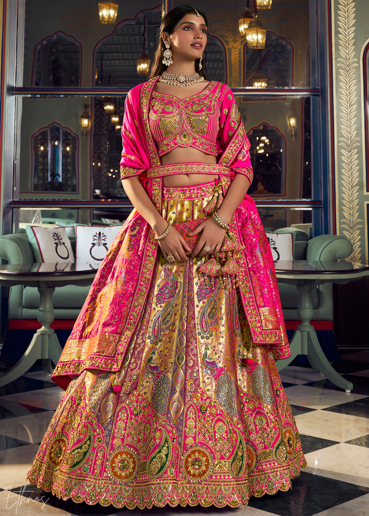 Morganite Paisley Brocade Banarasi Silk Lehenga