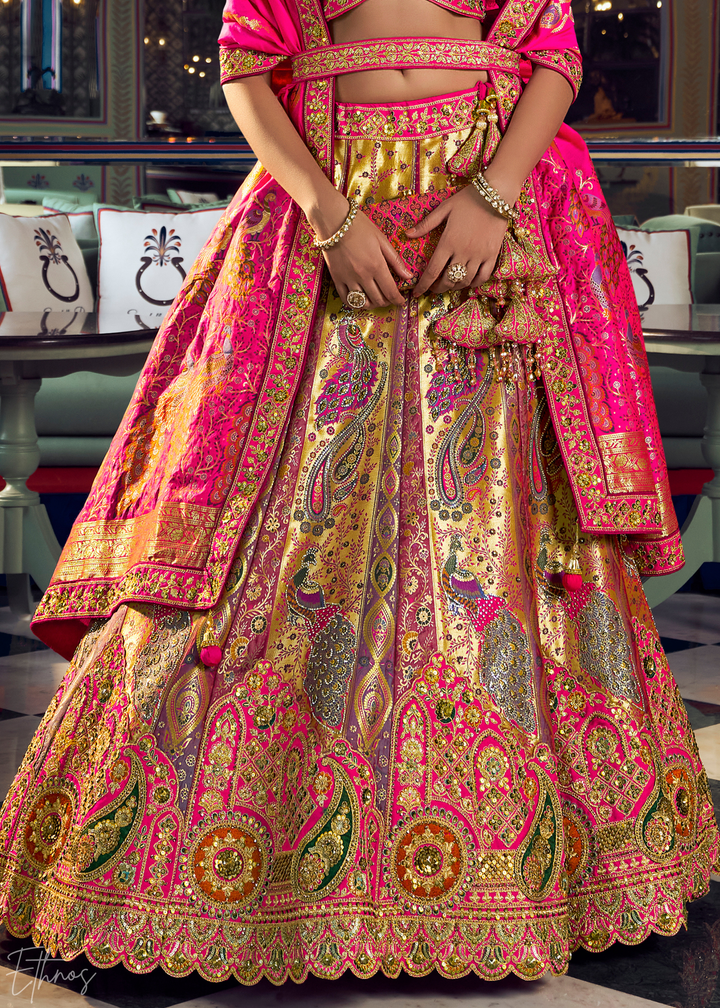 Morganite Paisley Brocade Banarasi Silk Lehenga