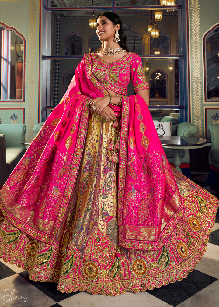 Morganite Paisley Brocade Banarasi Silk Lehenga