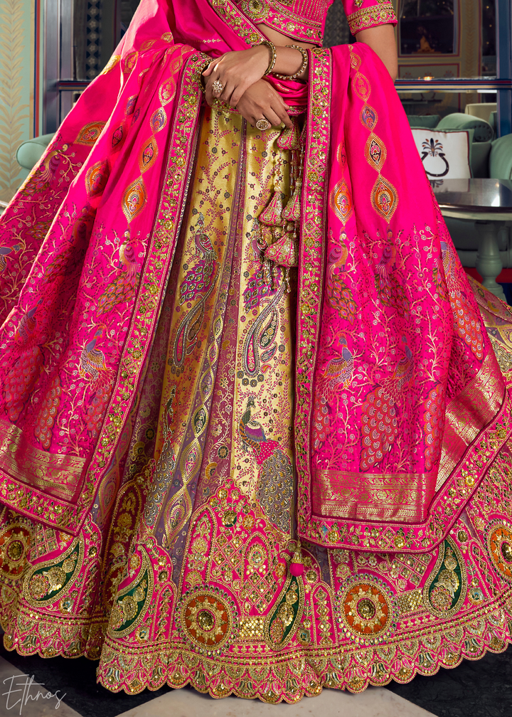 Morganite Paisley Brocade Banarasi Silk Lehenga