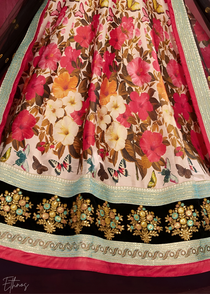 Midnight Bloom Zari Silk Lehenga