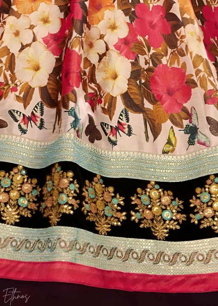 Midnight Bloom Zari Silk Lehenga