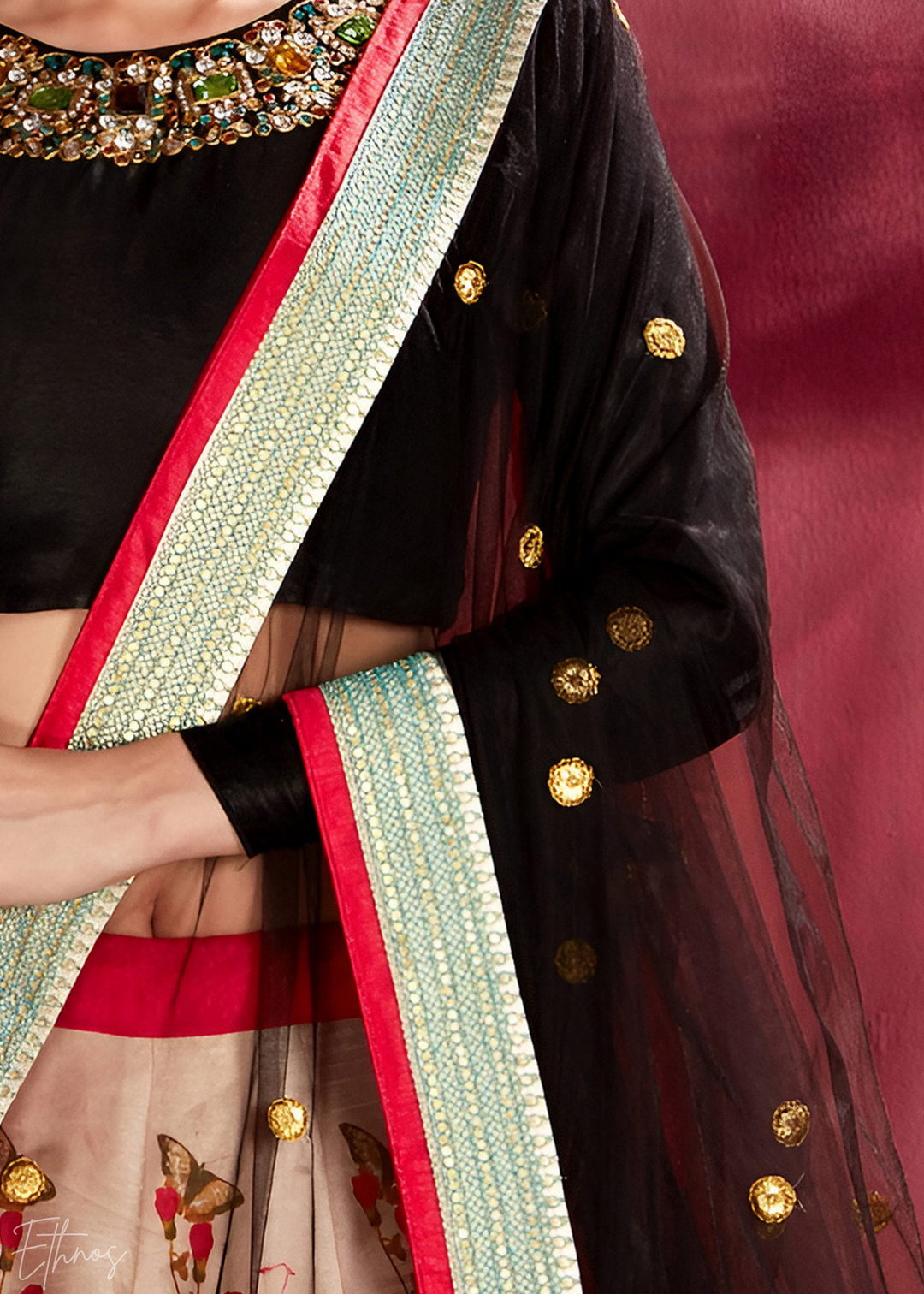 Midnight Bloom Zari Silk Lehenga