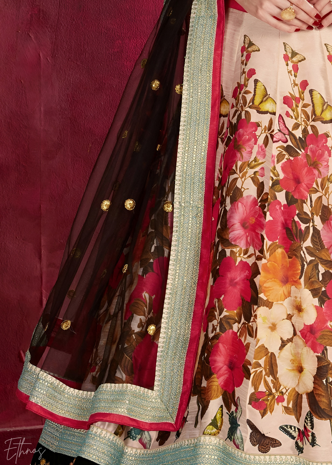 Midnight Bloom Zari Silk Lehenga