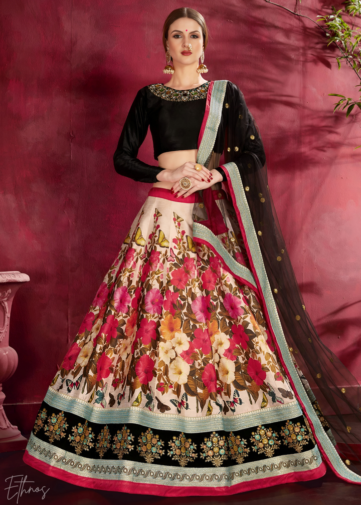 Midnight Bloom Zari Silk Lehenga