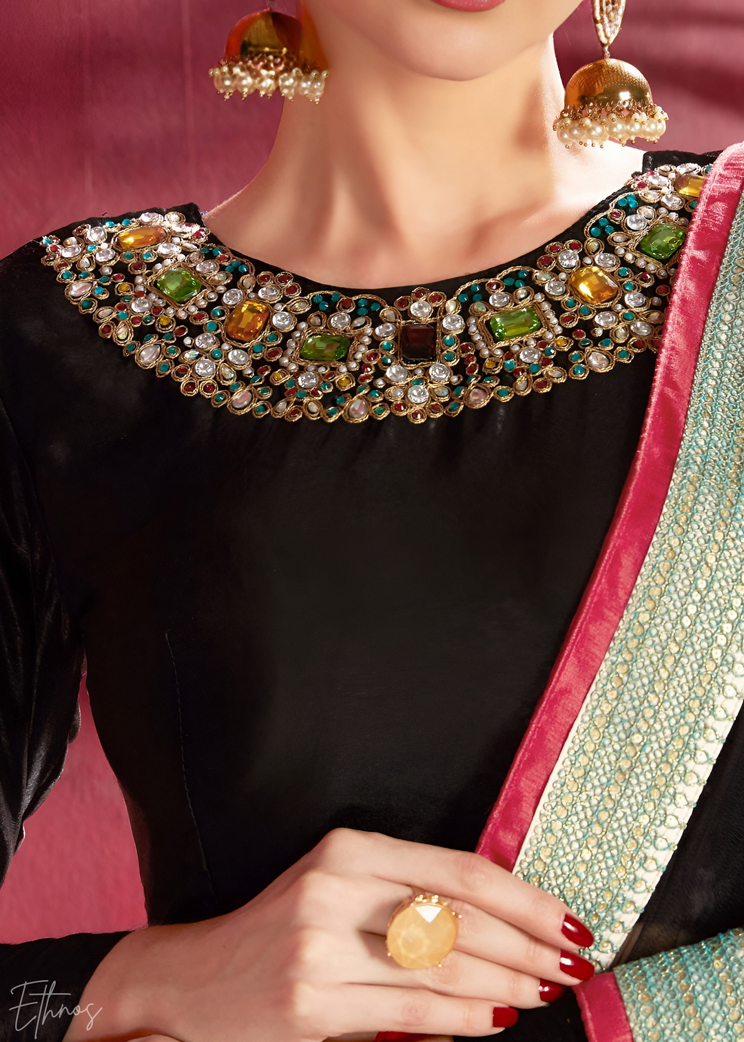 Midnight Bloom Zari Silk Lehenga