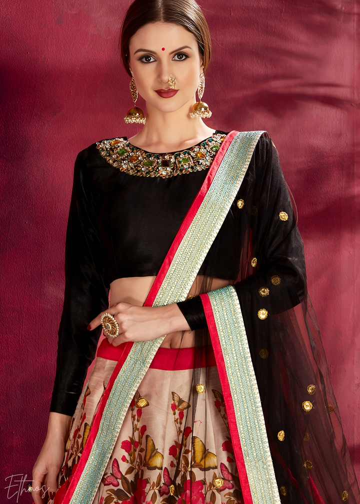 Midnight Bloom Zari Silk Lehenga