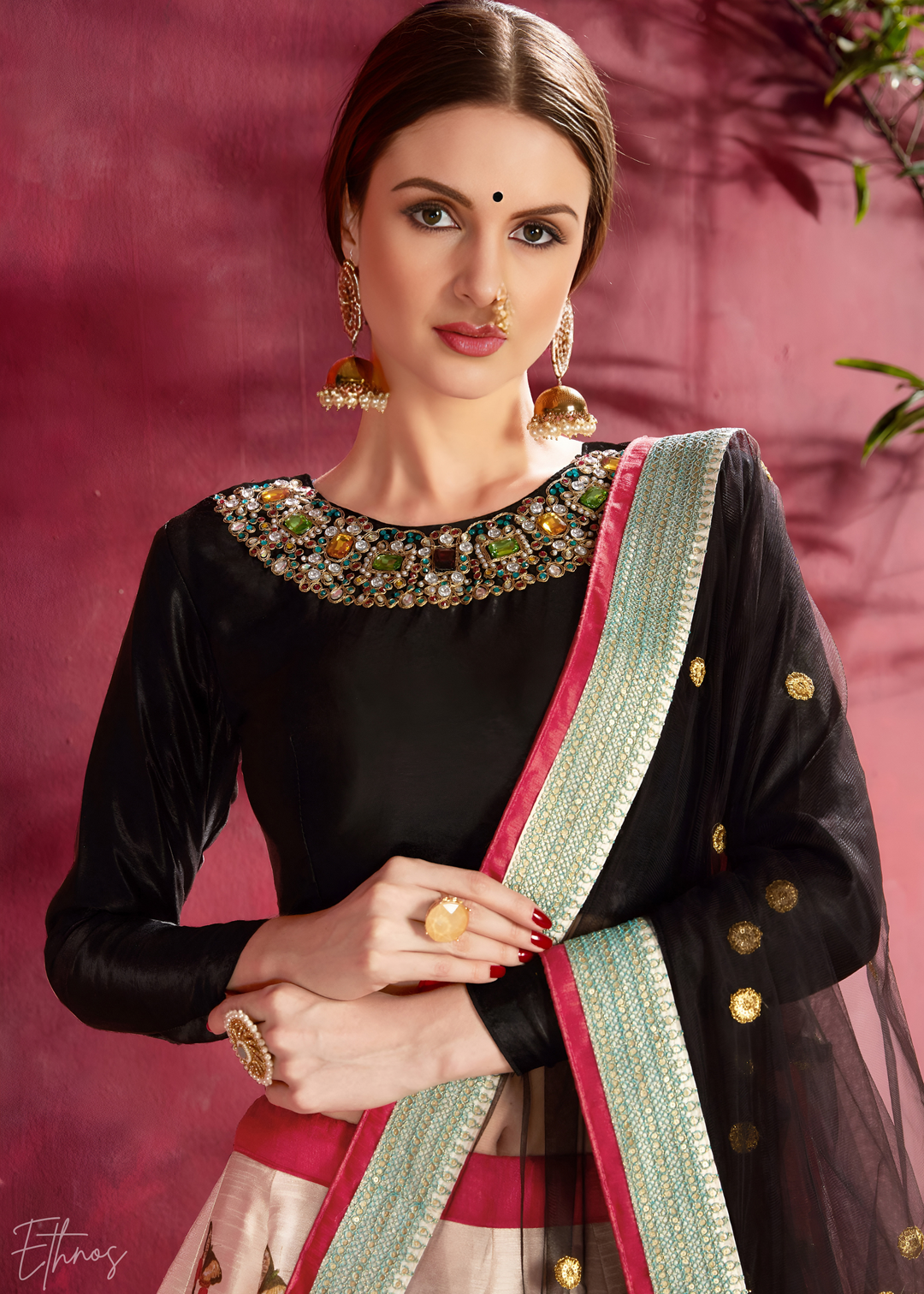 Midnight Bloom Zari Silk Lehenga