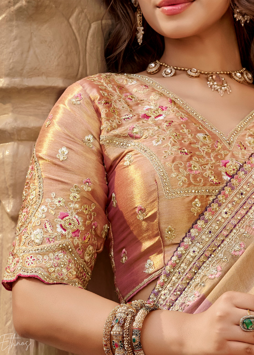 Multicolor Pastel Diagonal Striped Satin Silk Saree
