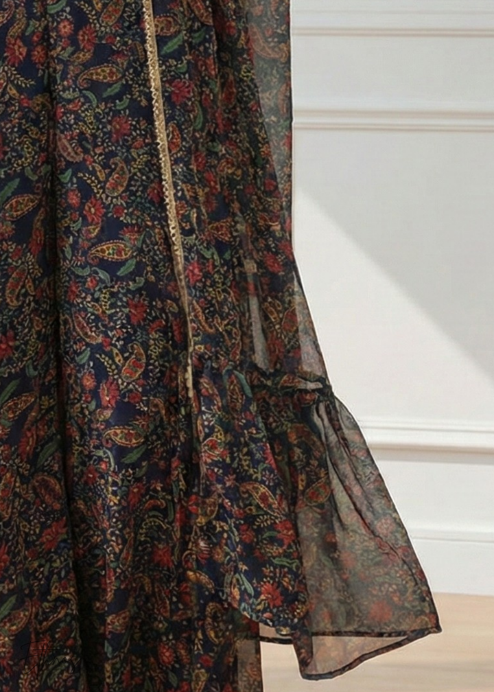 Multicoloured Georgette Shrug Choli Sharara Suit