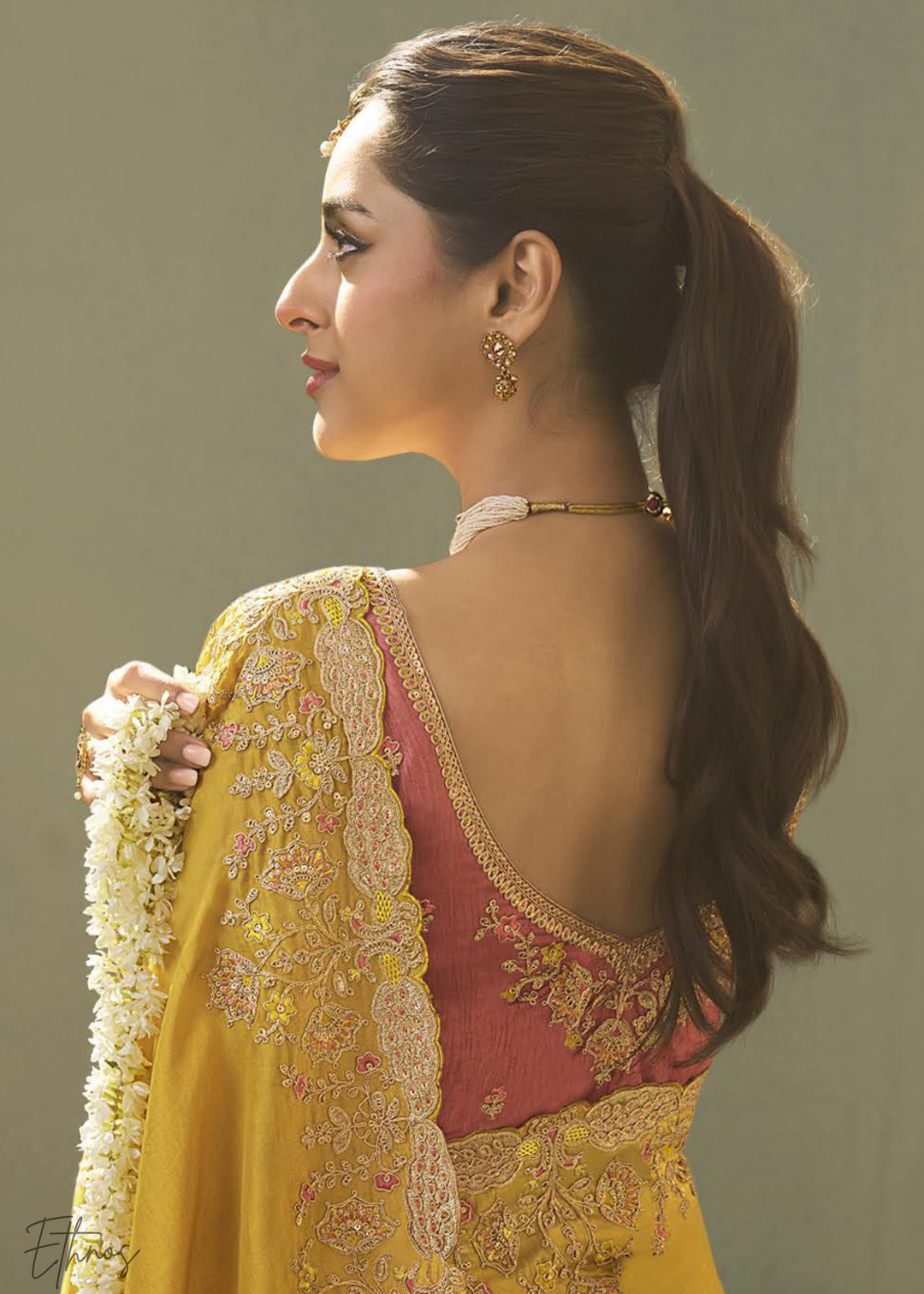 Mustard Amber Woven Scallop Border Upada Silk Saree
