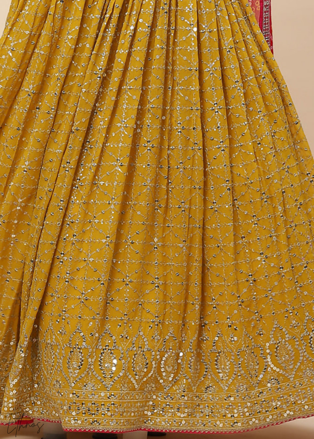 Mustard Sequins Georgette Lehenga