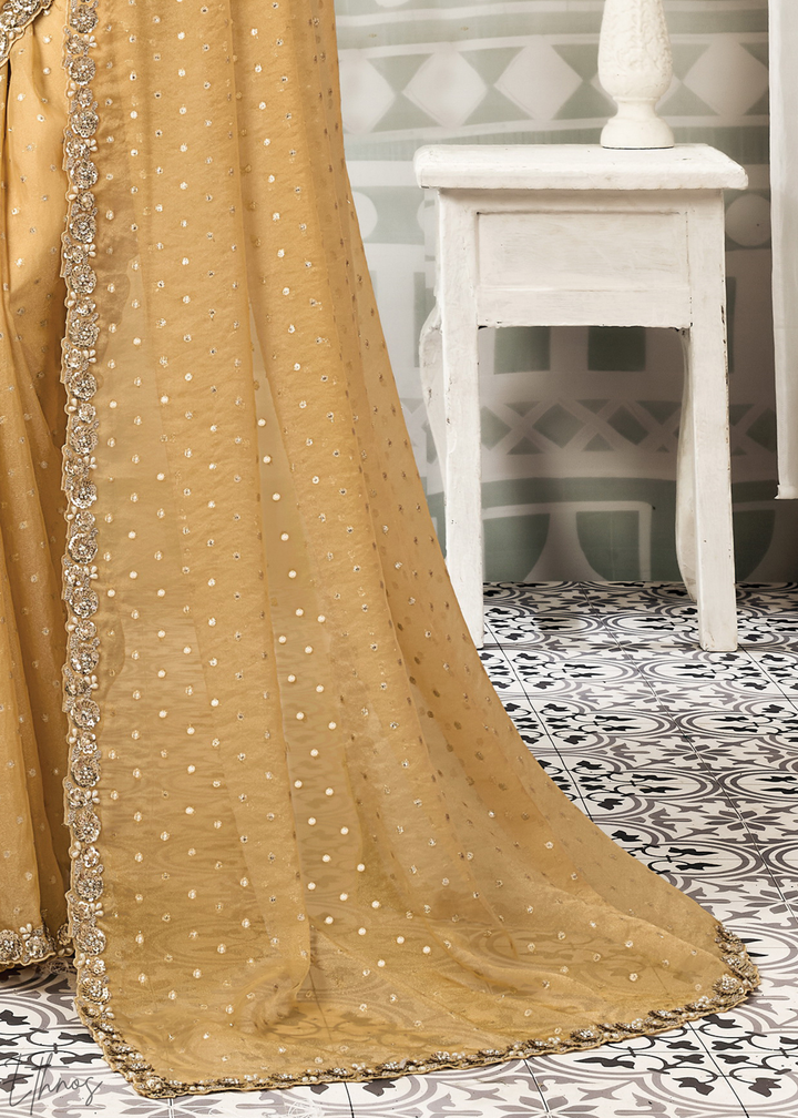 Mustard Yellow  Georgette jacquard Silk Saree