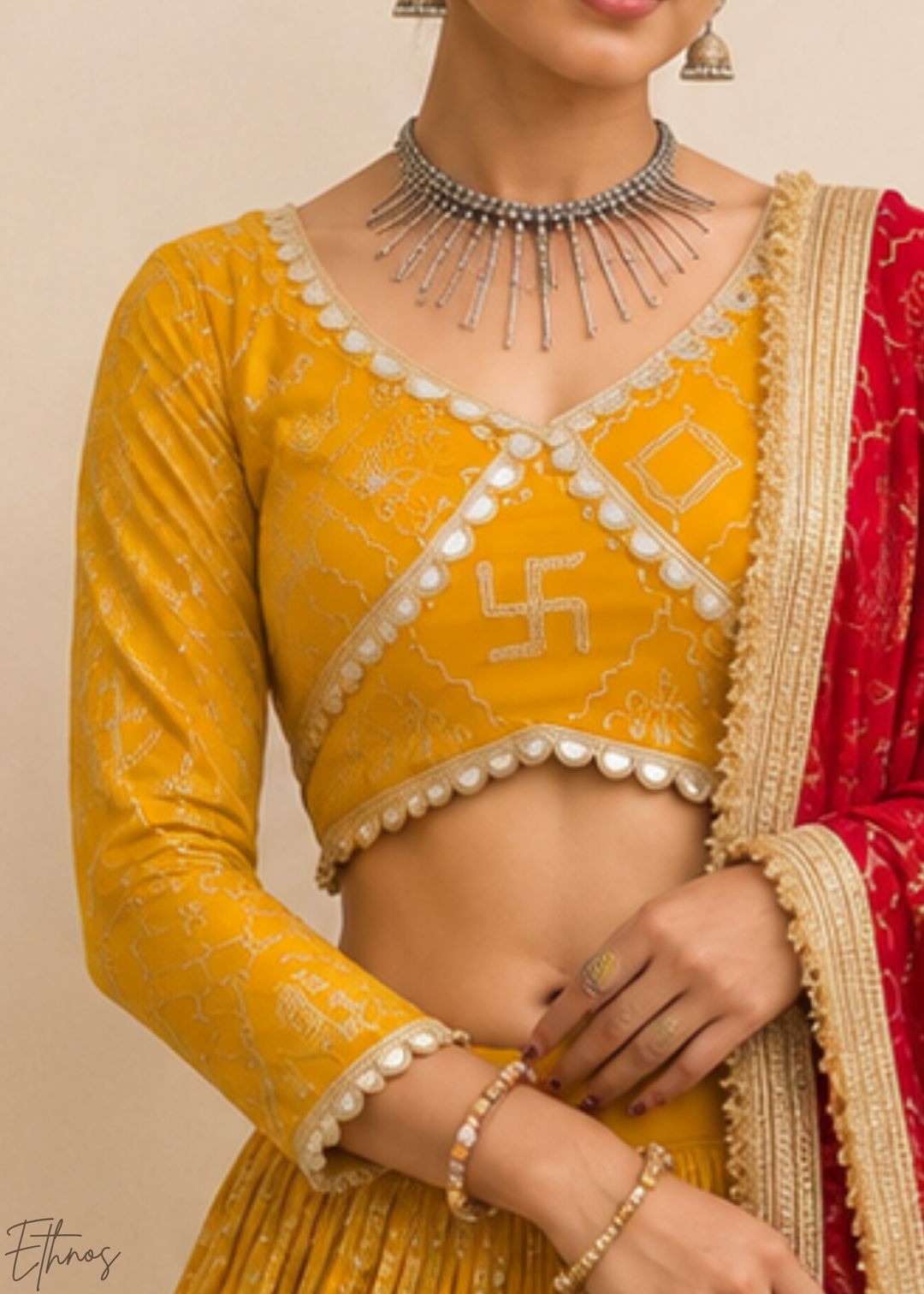Mustard Yellow Traditional Paneled Border Georgette Lehenga Choli
