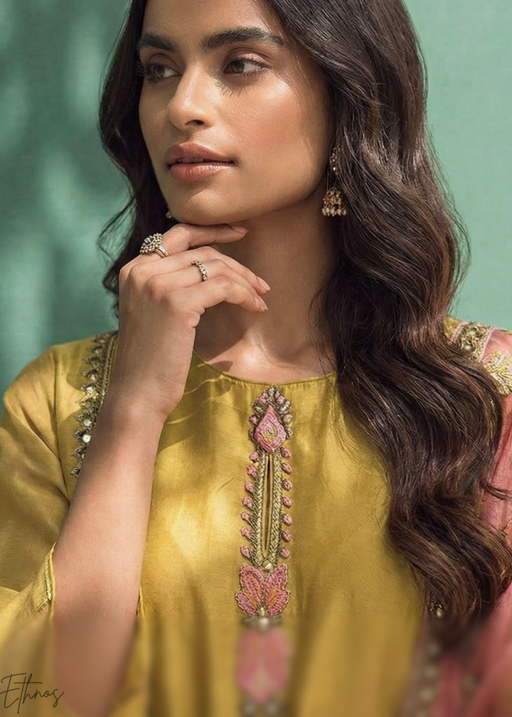 Mustard Zari-Santoon Palazzo Suit