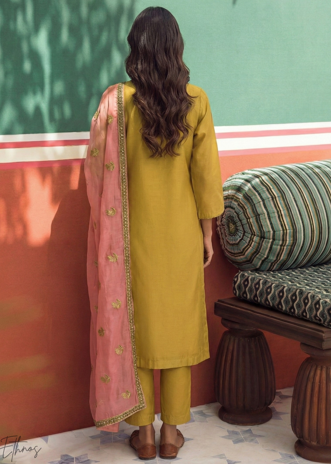 Mustard Zari-Santoon Palazzo Suit
