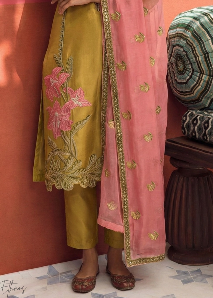 Mustard Zari-Santoon Palazzo Suit