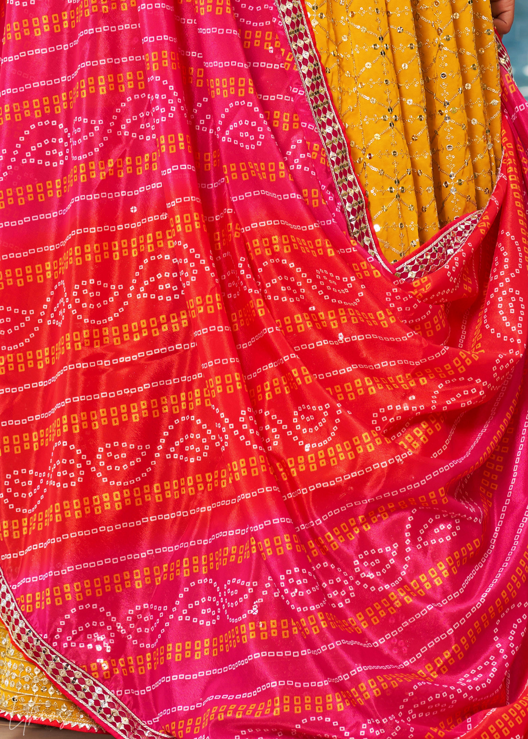 Mustard Yellow Sequins Georgette Lehenga