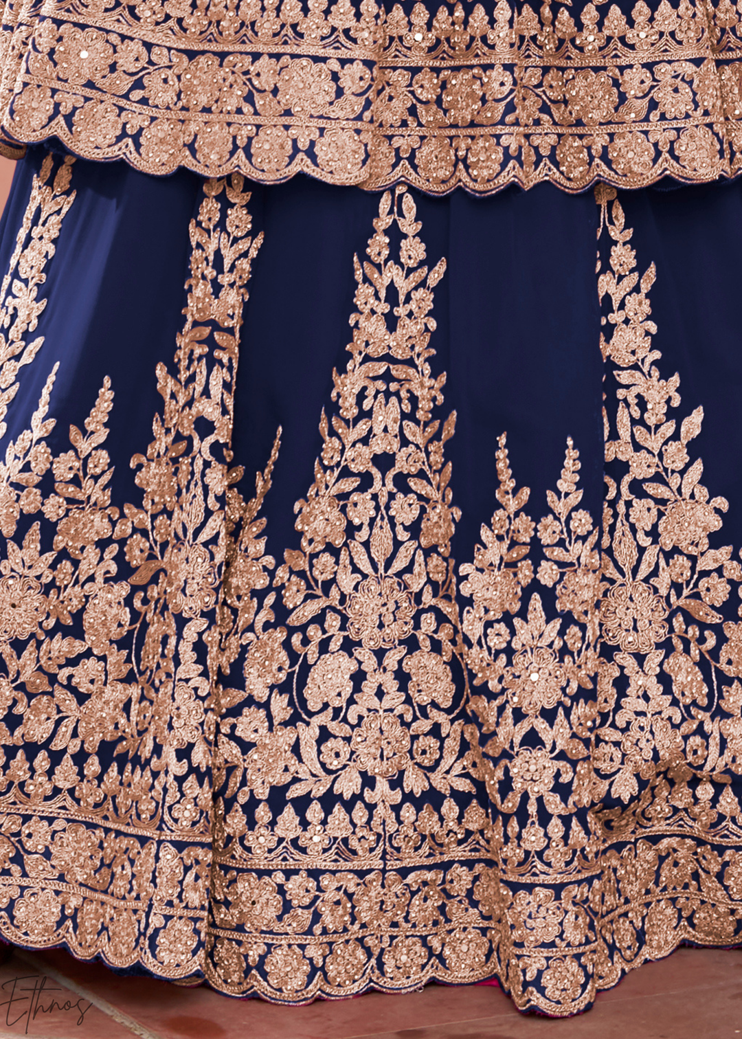 Navy Blue Georgette Anarkali Lehenga Suit