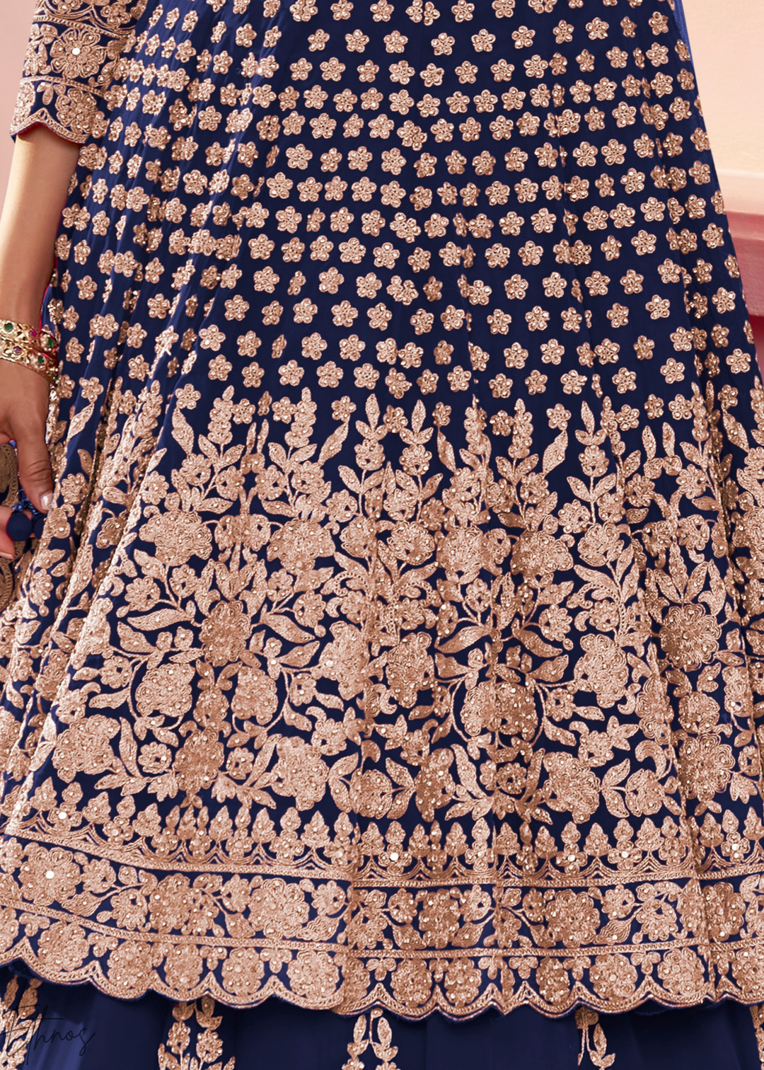 Navy Blue Georgette Anarkali Lehenga Suit