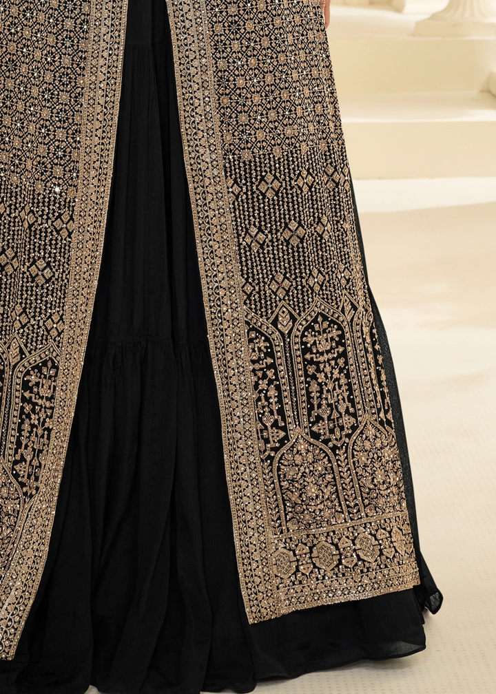 Obsidian Imperial Vine Chinon Silk Jacket Gown Set