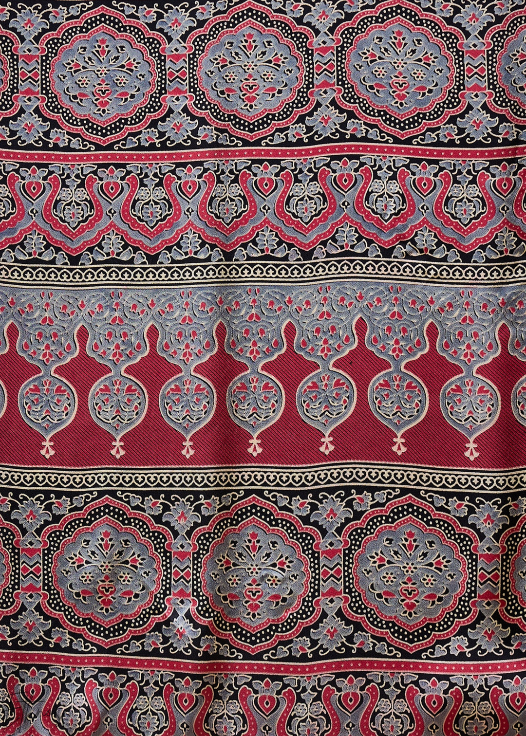 Obsidian Black Modal Silk Ajrakh Border Saree