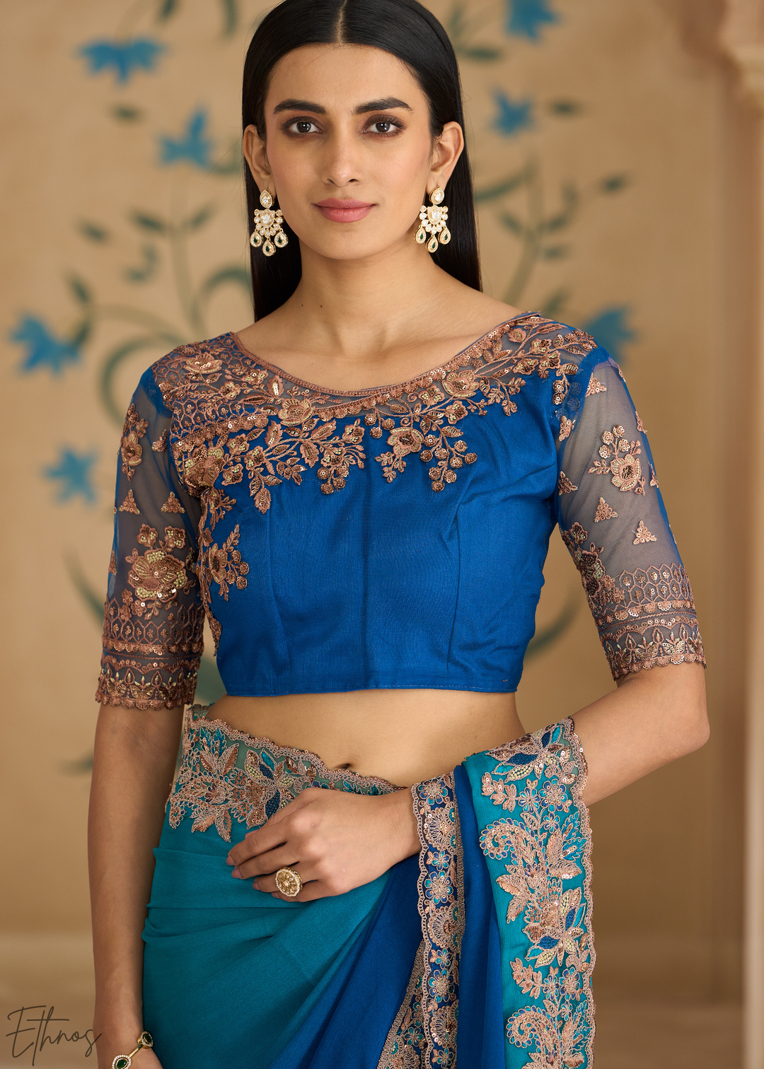 Oceanic Fade Textured Shaded Chiffon Saree