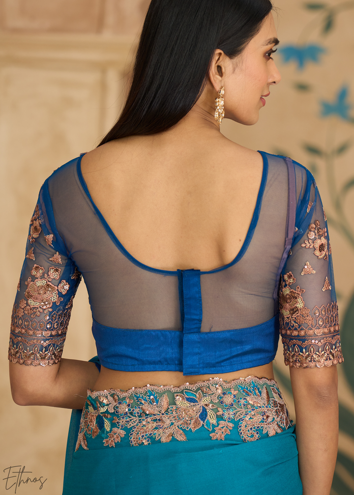 Oceanic Fade Textured Shaded Chiffon Saree