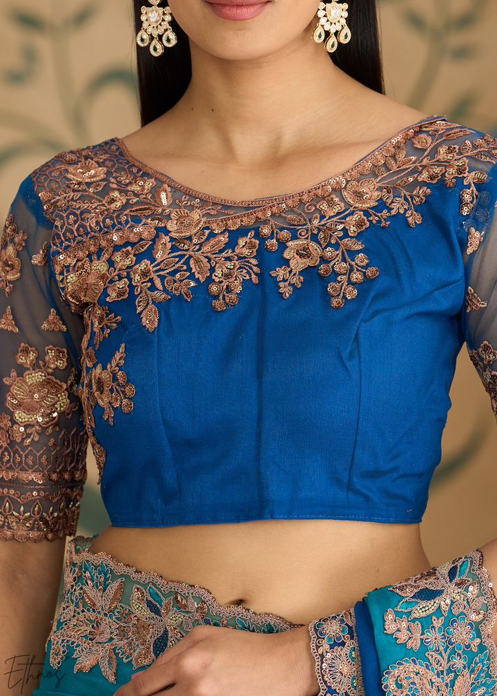 Oceanic Fade Textured Shaded Chiffon Saree