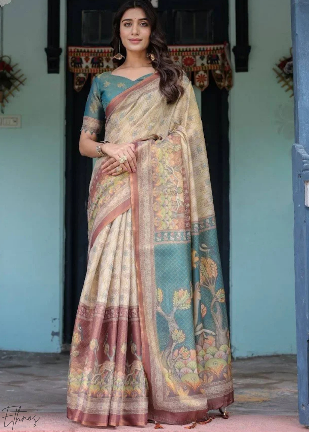 Off-White Royal Heritage Cotton Linen Saree