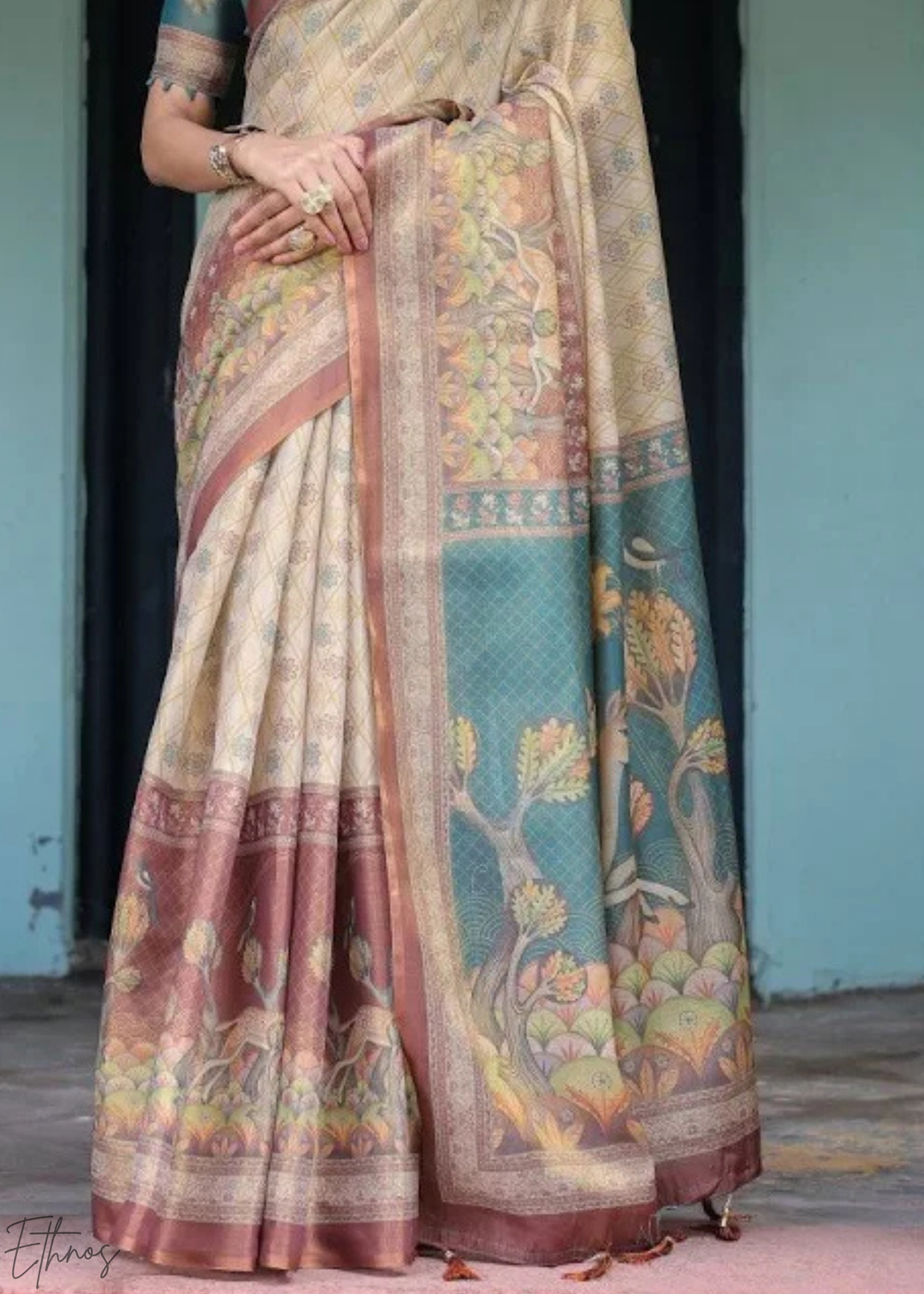 Off-White Royal Heritage Cotton Linen Saree
