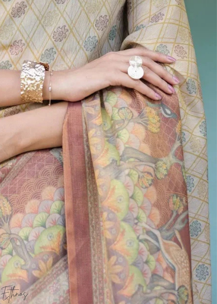 Off-White Royal Heritage Cotton Linen Saree