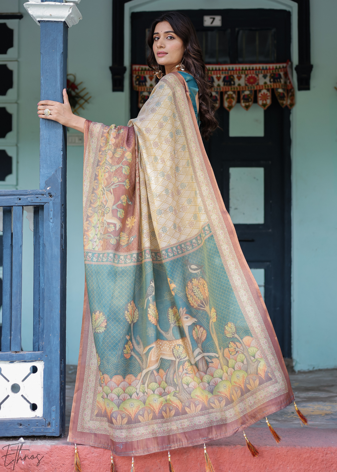 Off-White Royal Heritage Cotton Linen Saree
