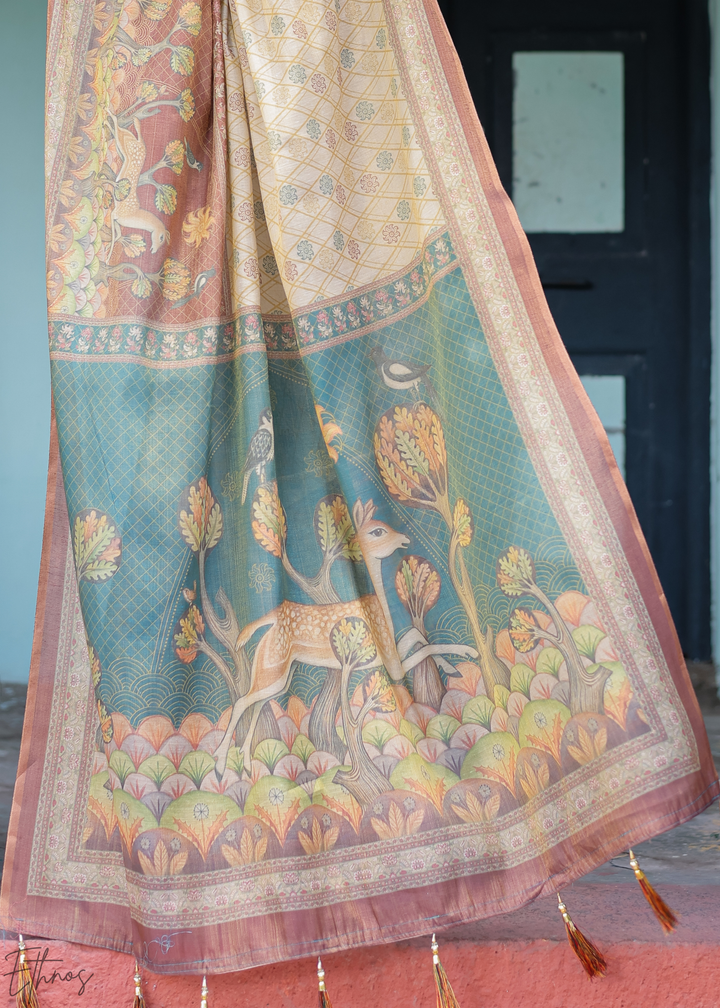 Off-White Royal Heritage Cotton Linen Saree
