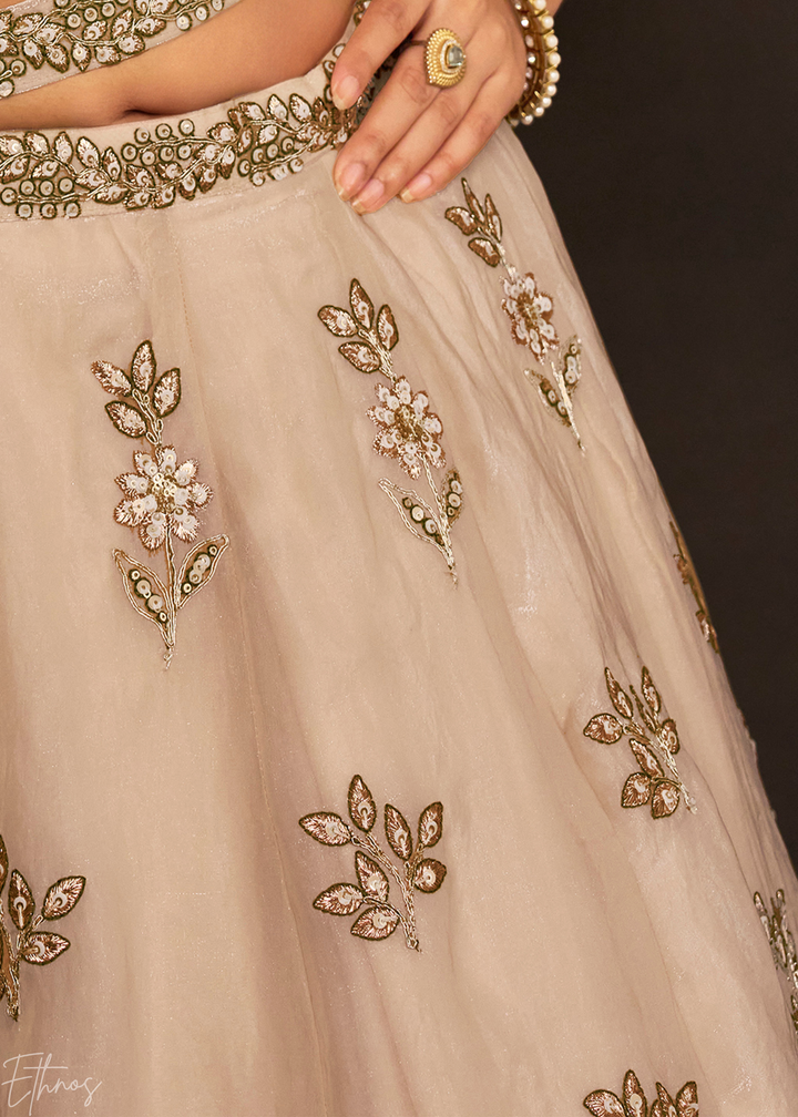 Olive  Gilded Meadow Silk Lehenga Choli