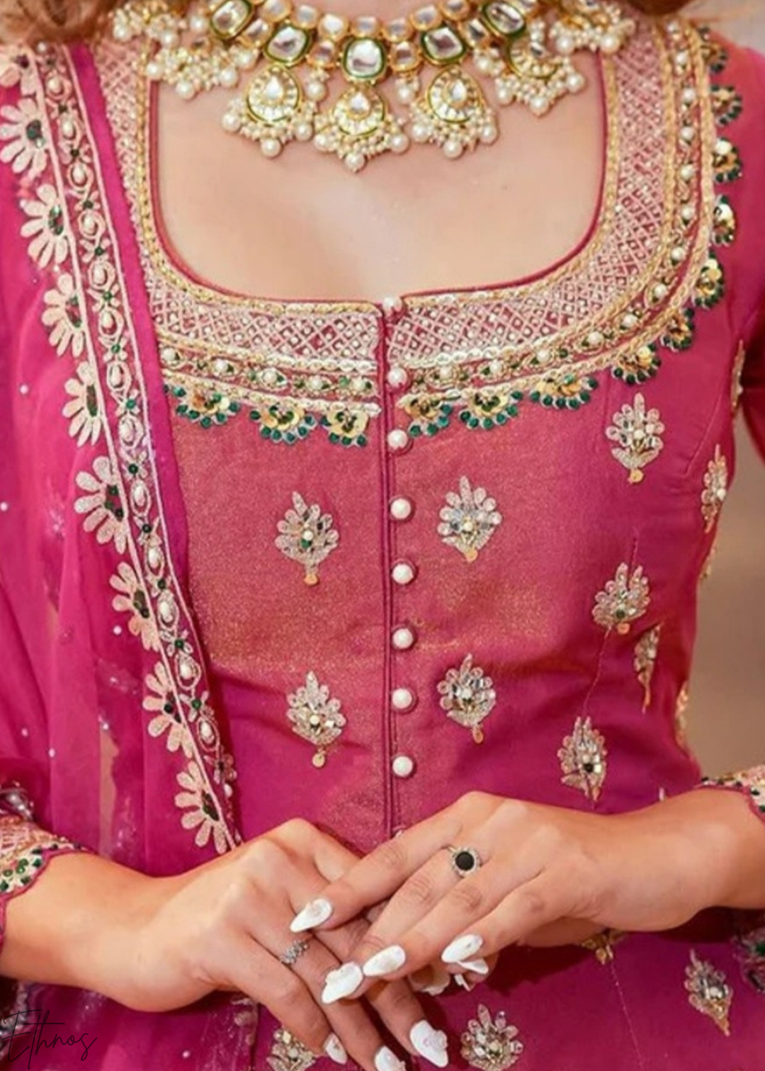 Ombre Moti-Embroidered Silk Lehenga Set